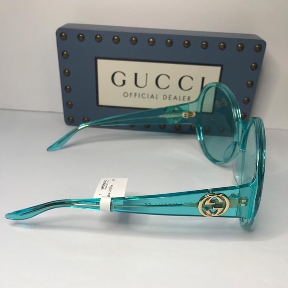 Authentic Gucci 0965 Light Blue 001 Logo Summer Oversized Sunglasses GG0954S - Picture 12 of 16